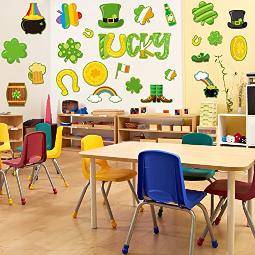 25 Pieces St. Patrick's Day Cutouts Lucky Shamrock Cutouts for Home Classroom St. Patrick's Day Bulletin Board Decorations