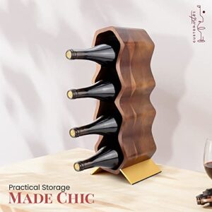 Gusto Nostro Wood Wine Rack, 7 Bottle, 2 Tier Wooden Countertop Free Standing Shelf - Bottle Holder Stand for Home Bar Tabletop, Cabinet Inserts, Kitchen, Wine Cellar Storage (Acacia)