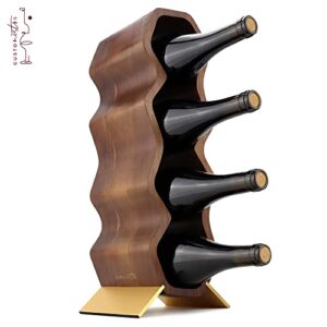 Gusto Nostro Wood Wine Rack, 7 Bottle, 2 Tier Wooden Countertop Free Standing Shelf - Bottle Holder Stand for Home Bar Tabletop, Cabinet Inserts, Kitchen, Wine Cellar Storage (Acacia)