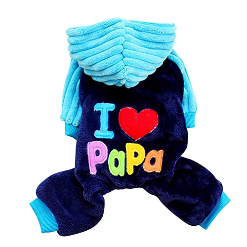 Pet Clothes for Large Dogs Four Legged Autumn Winter Thick Pajamas I Love Mom Papa Pet Clothes for Medium Dogs Girl