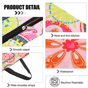 Woanger 4 Pcs Reusable Shopping Bags Washable Foldable Grocery Bags with Handles Zippered Waterproof Tote Oxford Bag (Simple Style)