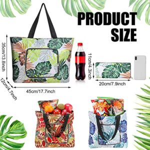 Woanger 4 Pcs Reusable Shopping Bags Washable Foldable Grocery Bags with Handles Zippered Waterproof Tote Oxford Bag (Simple Style)