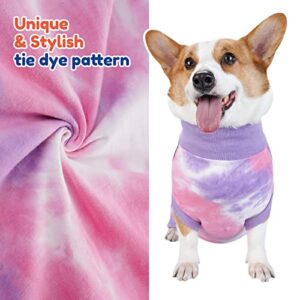 TORJOY Breathable Dog Recovery Suit for Male/Female, Tie Dye Purple Dog Onesie for Abdominal Wounds, Cone E-Collar Alternative After Surgery to Anti-Licking, Professional Surgery Suit for Dogs Medium