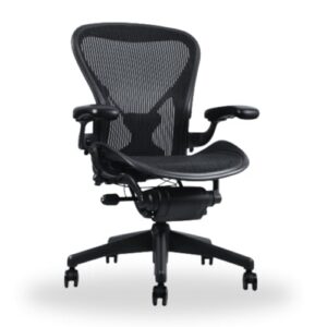 aeron herman miller office chair| rear and forward tilt limiter| adjustable arms| adjustable posture fit back support| renewed