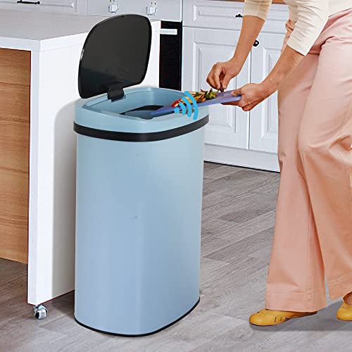 Kitchen Trash Can, 13 Gallon Automatic Trash Can with Lid and Motion Sensor for Kitchen Home Office Bedroom Bathroom Living Room, Kitchen Garbage Can Touchless Trash Can Stainless Steel Trash Can