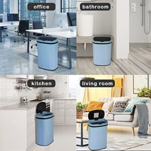 Kitchen Trash Can, 13 Gallon Automatic Trash Can with Lid and Motion Sensor for Kitchen Home Office Bedroom Bathroom Living Room, Kitchen Garbage Can Touchless Trash Can Stainless Steel Trash Can