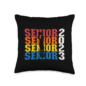 high school senior year sports 2023 senior night basketball silhouette class of '23 girls throw pillow, 16x16, multicolor