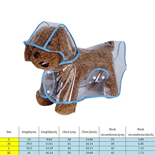 HOUKAI Waterproof Dog Raincoat with Hood Transparent Pet Dog Puppy Rain Coat Cloak Costumes Clothes for Dogs Pet Supplies (Color : Blue, Size : S Code)