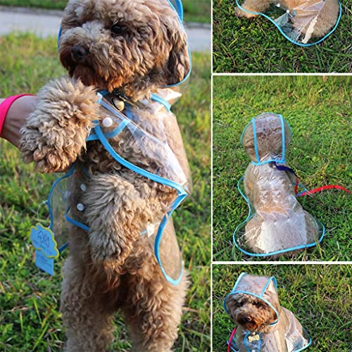 HOUKAI Waterproof Dog Raincoat with Hood Transparent Pet Dog Puppy Rain Coat Cloak Costumes Clothes for Dogs Pet Supplies (Color : Blue, Size : S Code)