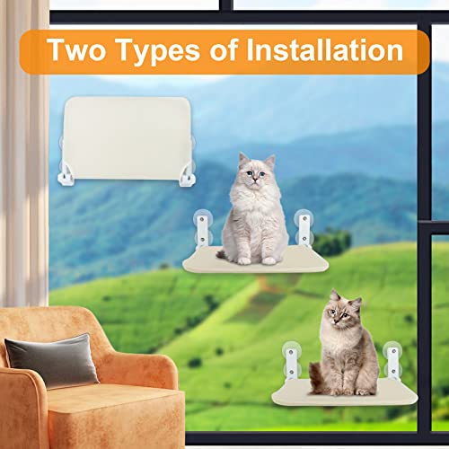 2 Large Cat Window Perch,Cat Hammock Window Seat,Cat Window Hammock for Wall with 4 Strong Suction Cups,Foldable Cat Beds for Indoor Cats