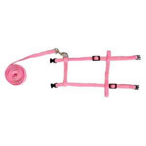 rabbit leash, soft harness belt, all body adjustable bunny leads, rabbit harness leash, small pet traction leads for running(pink)