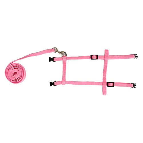 Rabbit Leash, Soft Harness Belt, All Body Adjustable Bunny Leads, Rabbit Harness Leash, Small Pet Traction Leads for Running(Pink)