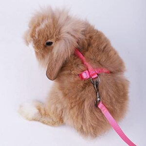 Rabbit Leash, Soft Harness Belt, All Body Adjustable Bunny Leads, Rabbit Harness Leash, Small Pet Traction Leads for Running(Pink)