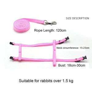 Rabbit Leash, Soft Harness Belt, All Body Adjustable Bunny Leads, Rabbit Harness Leash, Small Pet Traction Leads for Running(Pink)