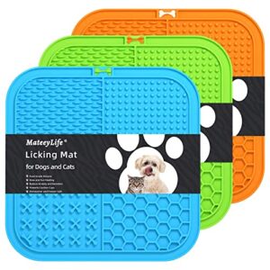 mateeylife licking mat for dogs and cats, premium lick mats with suction cups for dog anxiety relief, cat lick pad for boredom reducer, dog treat mat perfect for bathing grooming etc.