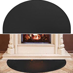 fireproof fireplace mat,47×24inch half round fireplace mat fire resistant mat 3-layer fiberglass fireproof mat fireplace rug hearth pad with flame-retardant fiberglass for wood stove