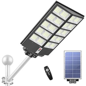 anzid 800w solar street lights outdoor,led security flood lights motion sensor waterproof,dusk to dawn solar lamp with remote control bracket for garden yard path parking lot (watts, 800)
