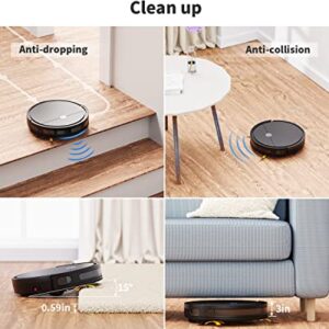 Robot Vacuum and Mop Combo, 3 in 1 Robotic Vacuum Cleaner with Watertank/Dustbin/Brush, Self-Charging, schedule cleaning, anti-blocked by hair, Remote/App/Alexa, Ideal for Hard Floor/Pet Hair/Carpet