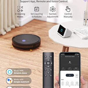 Robot Vacuum and Mop Combo, 3 in 1 Robotic Vacuum Cleaner with Watertank/Dustbin/Brush, Self-Charging, schedule cleaning, anti-blocked by hair, Remote/App/Alexa, Ideal for Hard Floor/Pet Hair/Carpet