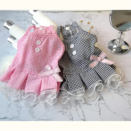 HOUKAI Dog Wedding Dress Plaid Ribbon Pet Dress Summer Accessories Clothes (Color : D, Size : XScode)