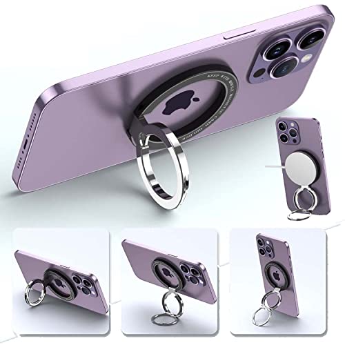 Fonessary Magnetic Phone Ring Holder Grip Kickstand for iPhone 14 13 12 Mag and Wireless Charging,Double Ring Versatile Kickstand Holder for Cell Phone