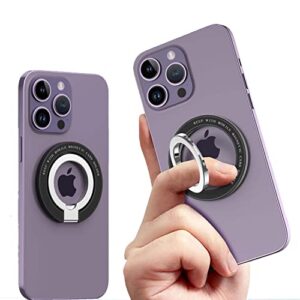 Fonessary Magnetic Phone Ring Holder Grip Kickstand for iPhone 14 13 12 Mag and Wireless Charging,Double Ring Versatile Kickstand Holder for Cell Phone