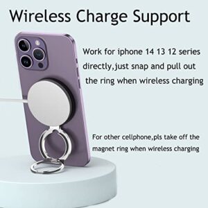 Fonessary Magnetic Phone Ring Holder Grip Kickstand for iPhone 14 13 12 Mag and Wireless Charging,Double Ring Versatile Kickstand Holder for Cell Phone