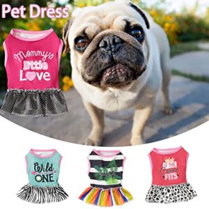 Pet Clothes Breathable Letter Printing Fashion Skirt Hem Soft Crew Neck Dress Up Polyester Puppy Cute Print Skirt for Outdoor Pet