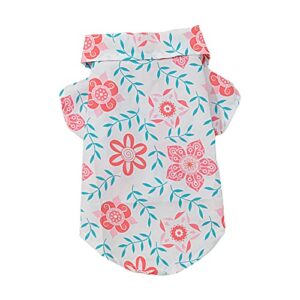 summer dog clothes lapel collar flower printing pet puppy dog two-legged clothes for outdoor pet t-shirt