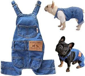 efemir dog denim jumpsuit costumes cat pet jean overalls clothes fashion comfortable blue pants clothing for small medium dogs cats boy girl,xxl