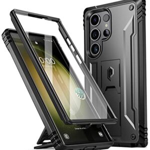 Poetic Revolution Case for Samsung Galaxy S23 Ultra 5G 6.8" (2023), Built-in Screen Protector Work with Fingerprint ID, Full Body Rugged Shockproof Protective Cover Case with Kickstand, Black