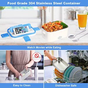 Electric Lunch Box Food Heater, 3 in 1 12V 24V 110V Leakproof Heated Lunch Boxes for Adults, Portable Food Warmer for Car/Truck/Work, Self Heating Lunch Box with 1.8L 304 Stainless Steel Container