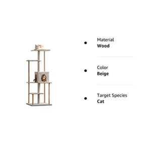 MWPO Modern Cat Tree - 63-Inch Luxury Wood Cat Tower for Indoor Cats, Large Perches with Soft Cushions, Cat Condo for Large Cats with Scratching Posts - Beige