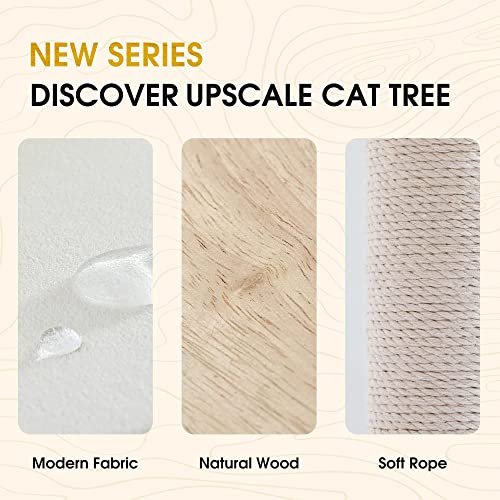 MWPO Modern Cat Tree - 63-Inch Luxury Wood Cat Tower for Indoor Cats, Large Perches with Soft Cushions, Cat Condo for Large Cats with Scratching Posts - Beige