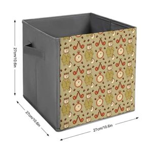 Cat in Suit Pipe Storage Bins Cubes Foldable Fabric Organizers with Handles Clothes Bag Book Box Toys Basket for Shelves Closet 10.6"