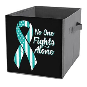cervical cancer awareness flag storage bins cubes foldable fabric organizers with handles clothes bag book box toys basket for shelves closet 10.6"