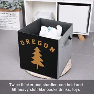 Oregon Douglas Pine Tree Storage Bins Cubes Foldable Fabric Organizers with Handles Clothes Bag Book Box Toys Basket for Shelves Closet 10.6"