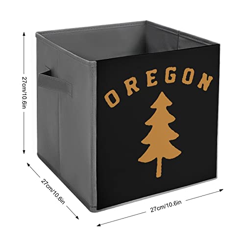 Oregon Douglas Pine Tree Storage Bins Cubes Foldable Fabric Organizers with Handles Clothes Bag Book Box Toys Basket for Shelves Closet 10.6"