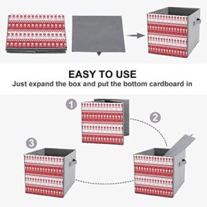 Caution Tape with Skulls Red Borders Storage Bins Cubes Foldable Fabric Organizers with Handles Clothes Bag Book Box Toys Basket for Shelves Closet 10.6"