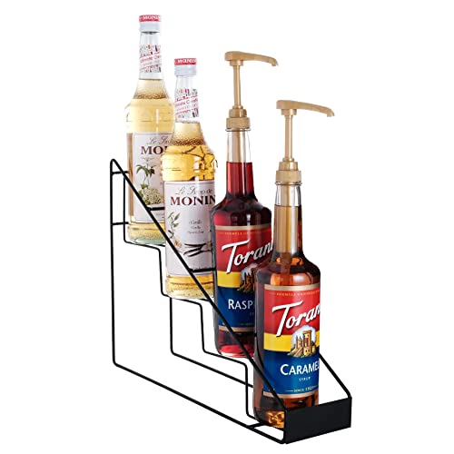 Mustry Coffee Syrup Rack for Coffee Bar Accessories, Fits with Torani and Monin Syrup, Coffee Bar Organizer Holds 4 Bottles