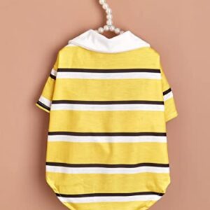 QWINEE Striped Dog Polo Shirt Puppy Clothes Dog Tee Shirt Stretchy Casual Pet Shirt for Small Medium and Large Cats Dogs Kitten Yellow L