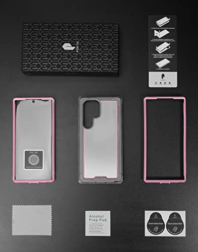 Poetic Guardian Case for Samsung Galaxy S23 Ultra 5G 6.8" (2023) [20 FT Mil-Grade Drop Tested], Built-in Screen Protector Work with Fingerprint ID, Full Body Rugged Shockproof Cover Case, Pink/Clear