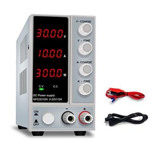 mrotex programmable dc power supply, adjustable dc power supply 30v 10a voltage regulator led digital laboratory stabilizer switching dc power 60v 5a bench source (size : 4 digits 60v 5a)