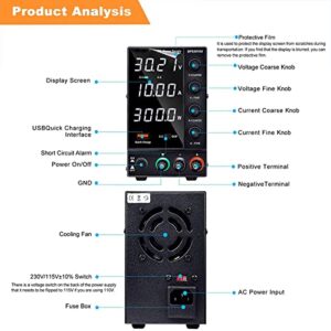 MROTEX Programmable DC Power Supply, Adjustable DC Power Supply 30V 10A Laboratory Power Supply Adjustable 60V 5A USB Regulated Switching Power Supply (Size : 30V 5A 150W)