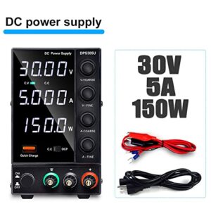 MROTEX Programmable DC Power Supply, Adjustable DC Power Supply 30V 10A Laboratory Power Supply Adjustable 60V 5A USB Regulated Switching Power Supply (Size : 30V 5A 150W)