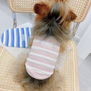 QWINEE Striped Dog Tank Top Cute Sleeveless Puppy Clothes Dog Shirt Breathable Casual Pet Vest for Small Medium and Large Cats Dogs Kitten Pink and White S