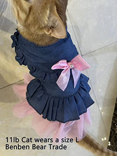 Harikaji Pet Clothes, Sweet Bowknot Small Dog Skirt Girl Tutu Clothing Puppy Cat Sleeveless Apparel Teddy Clothes Wedding Dresses for Spring and Summer (XL)