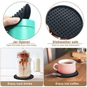 36 Pcs Silicone Coasters for Drinks Non-Slip Silicone Drink Coasters Heat Resistant for Protects Any Table Type Tabletop Coffee Bar Black Coasters