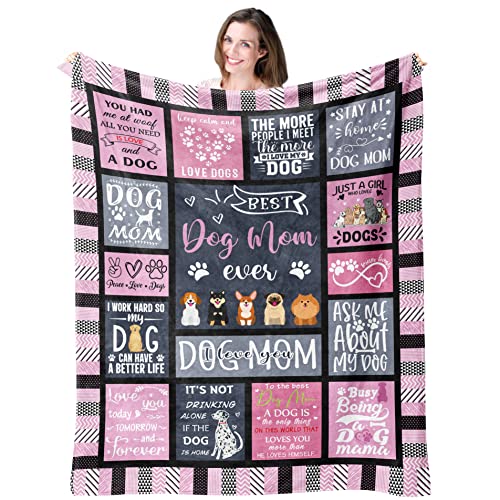 kituzol Dog Mom Gifts Blanket 50”x60” - Dog Mom Gifts for Women - Dog Mom Blanket - Gifts for Dog Moms - Best Dog Mom Ever Gift - Dog Lovers Gifts for Women - Gifts for Dog Lovers - Fun Dog Mom Gift