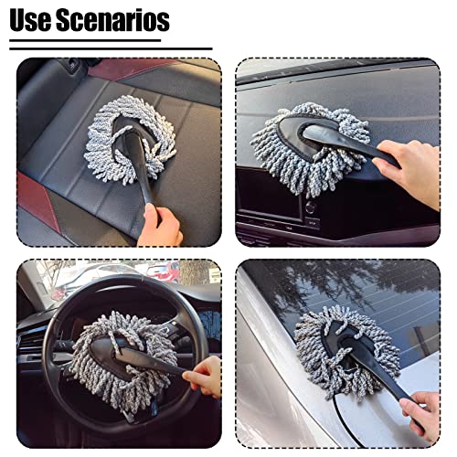 2PCS Super Soft Microfiber Car Dash Duster Brush, Reusable Hand Duster, Interior & Exterior Cleaning Dirt Dust for Car Cleaning Home Kitchen Computer Cleaning Brush Dusting Tool